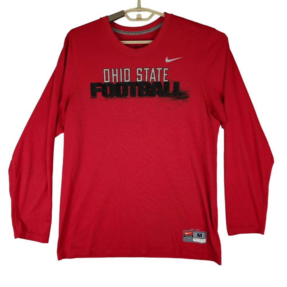 Nike Shirt‎ Mens M Red Ohio State Buckeyes Football DriFit Team Training NCAA